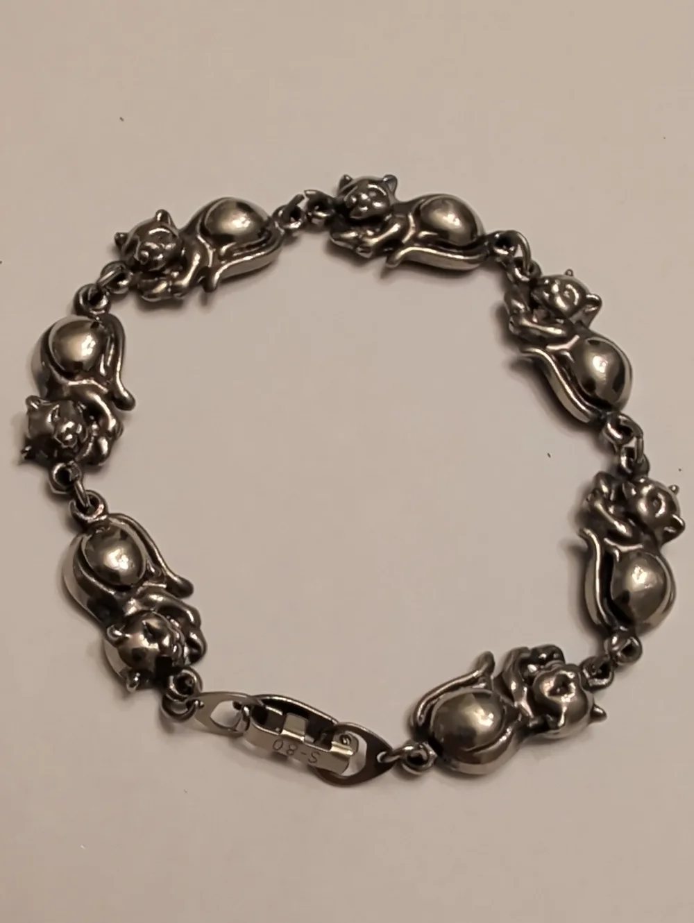 Silver Cat Link Bracelet - Women's Jewelry